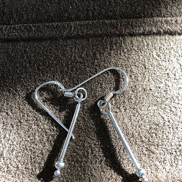 NWOT Sterling Silver Stick Earrings With Tiny Ball - Picture 7 of 7